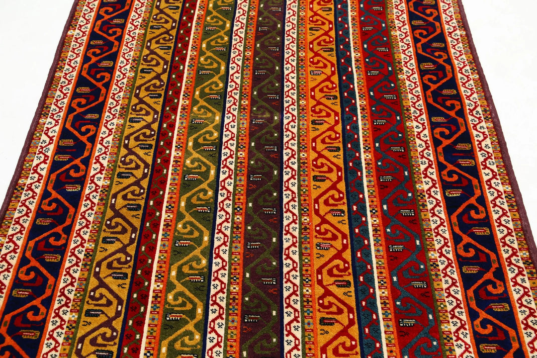 Afghan Shaal Rug 4' 5" x 6' 3" Hand-Knotted | No. AT42050