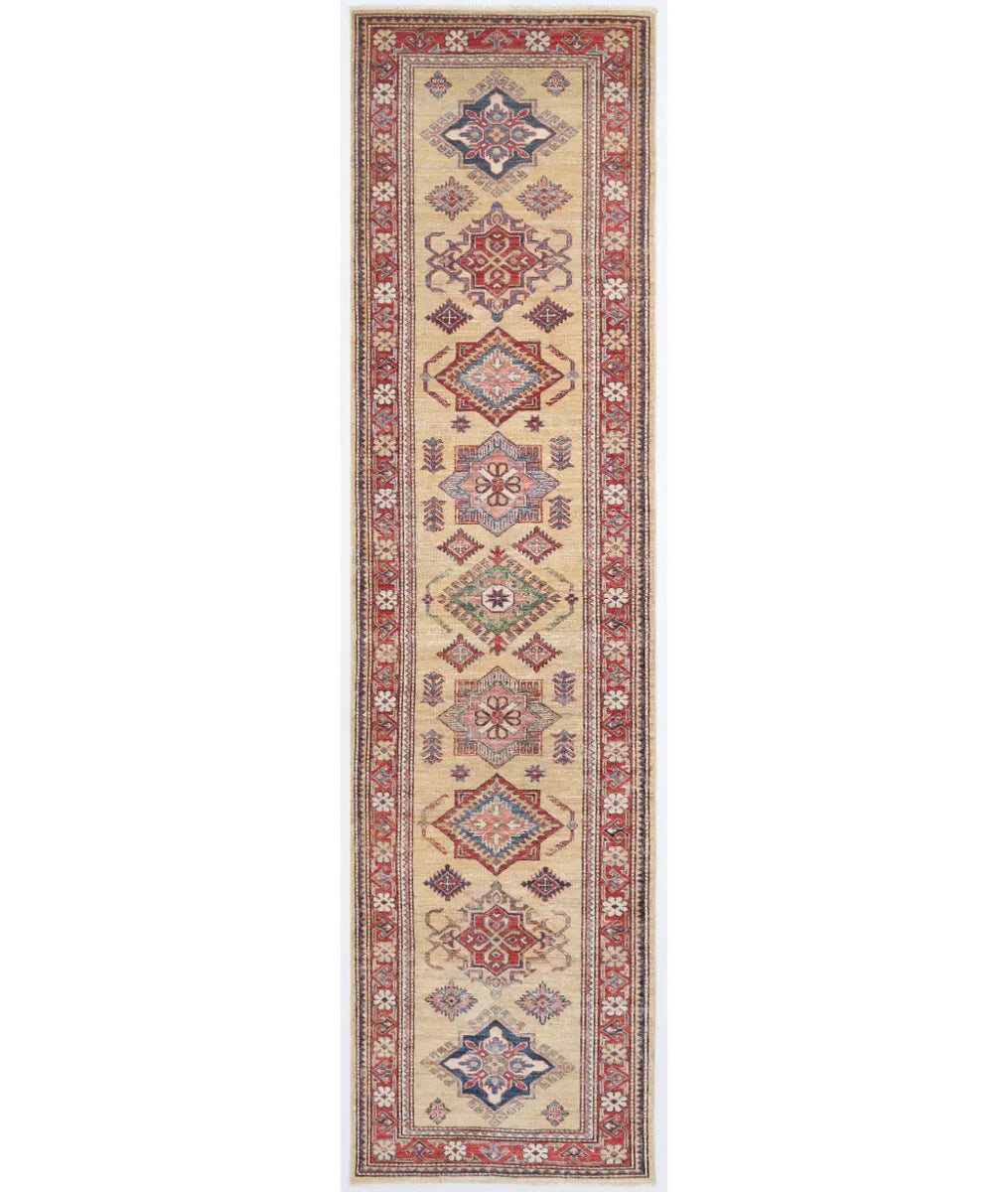 Ivory Afghan Kazak Rug 2' 7" x 9' 10" Hand-Knotted | No. AT420778