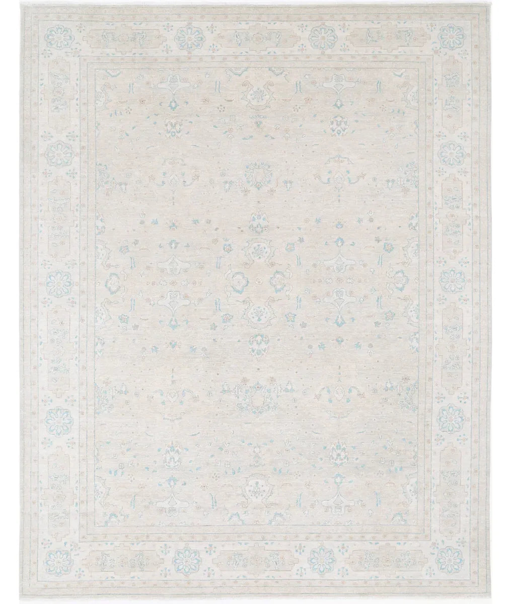 Brown Afghan Tabriz Rug 9' 1" x 11' 5" Hand-Knotted | No. AT420887