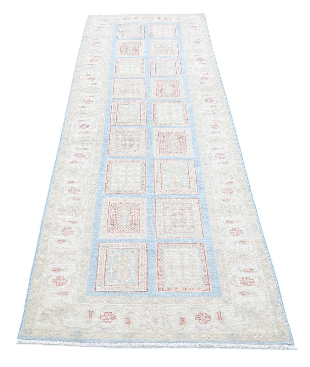 Afghan Bakhtiari Runner Rug 2' 8" x 9' 6" Hand-Knotted | No. AT42151
