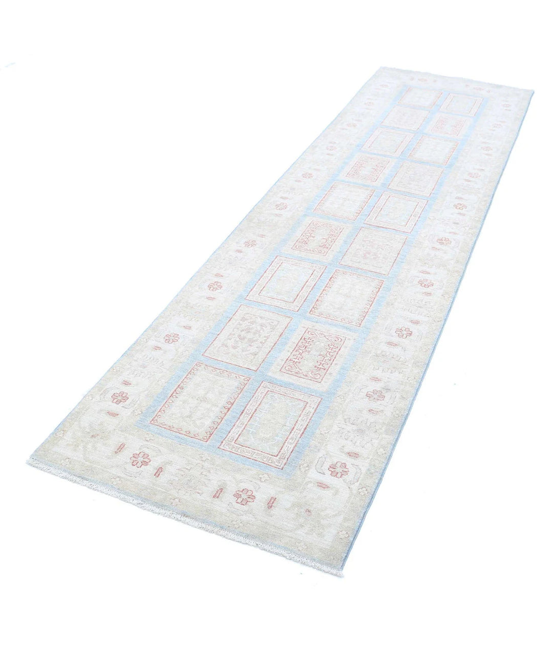 Afghan Bakhtiari Runner Rug 2' 8" x 9' 6" Hand-Knotted | No. AT42151