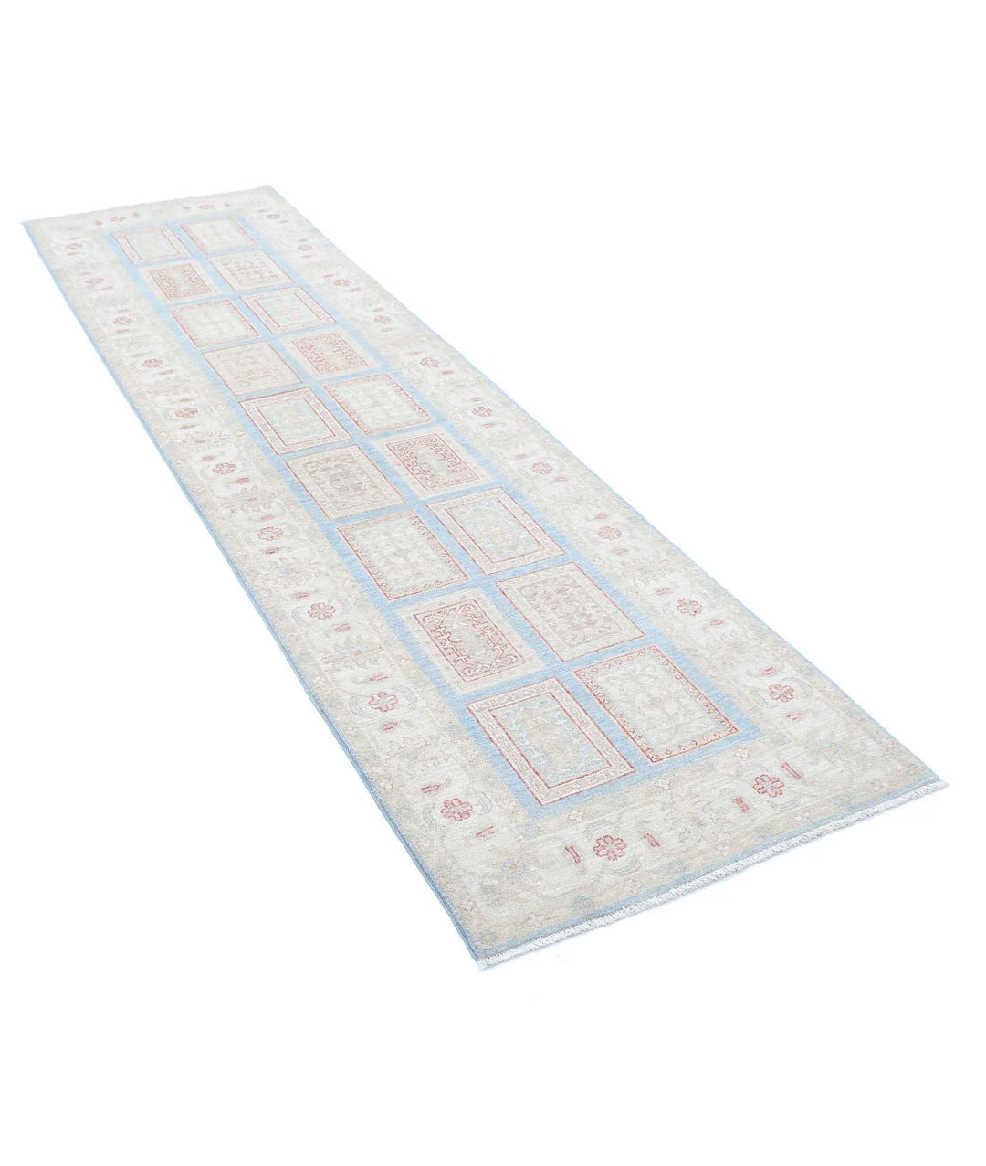 Afghan Bakhtiari Runner Rug 2' 8" x 9' 6" Hand-Knotted | No. AT42151