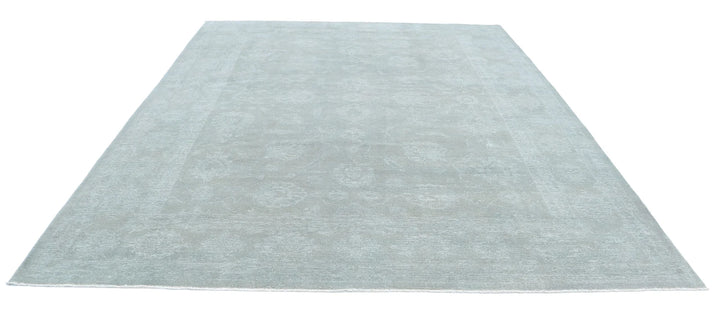 Green Afghan Overdye Rug 9' 1" x 11' 4" Hand-Knotted | No. AT42201