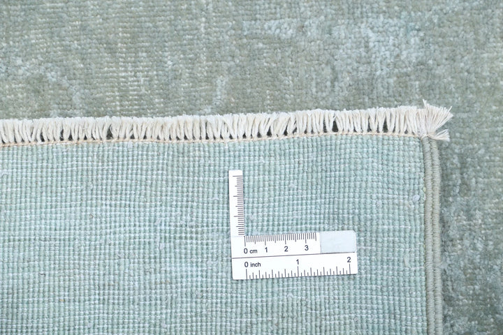 Green Afghan Overdye Rug 9' 1" x 11' 4" Hand-Knotted | No. AT42201
