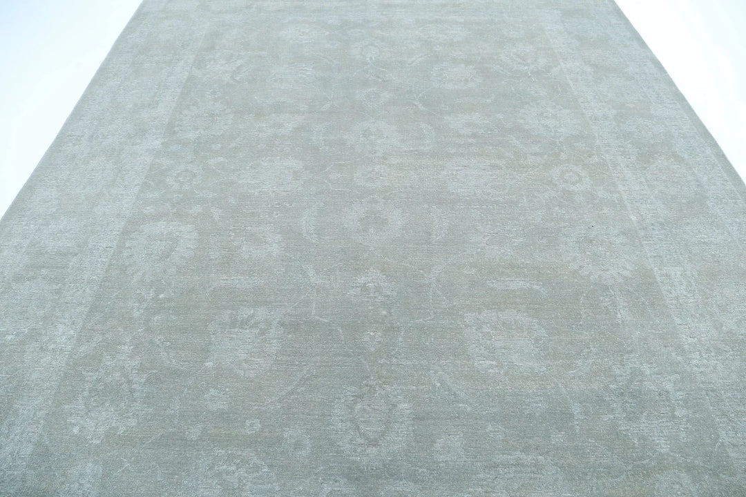 Green Afghan Overdye Rug 9' 1" x 11' 4" Hand-Knotted | No. AT42201