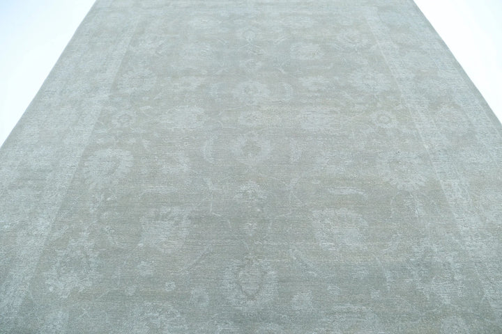Green Afghan Overdye Rug 9' 1" x 11' 4" Hand-Knotted | No. AT42201
