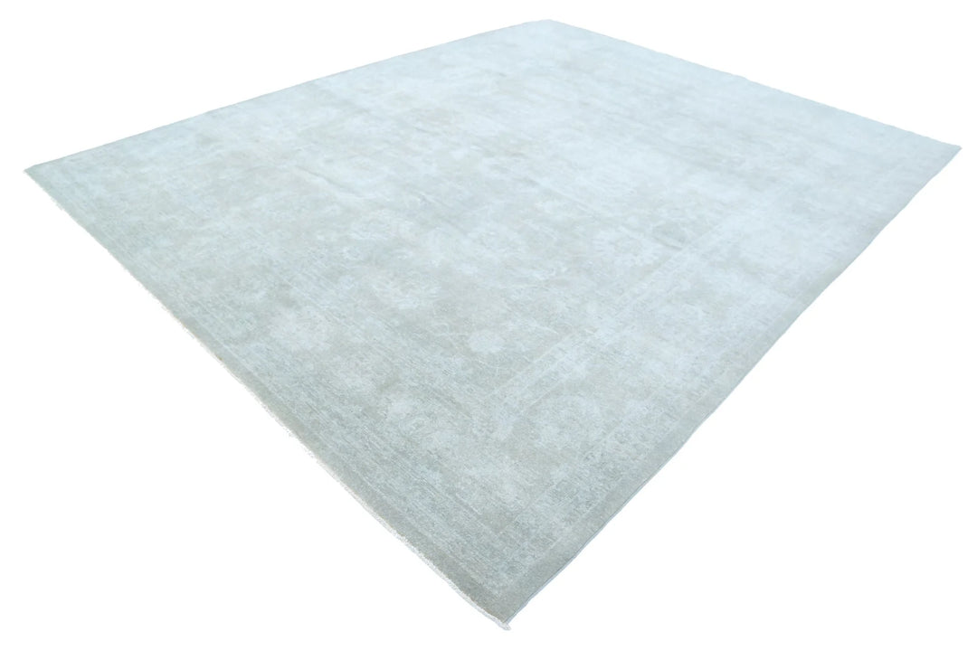 Green Afghan Overdye Rug 9' 1" x 11' 4" Hand-Knotted | No. AT42201