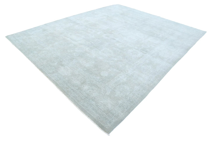 Green Afghan Overdye Rug 9' 1" x 11' 4" Hand-Knotted | No. AT42201