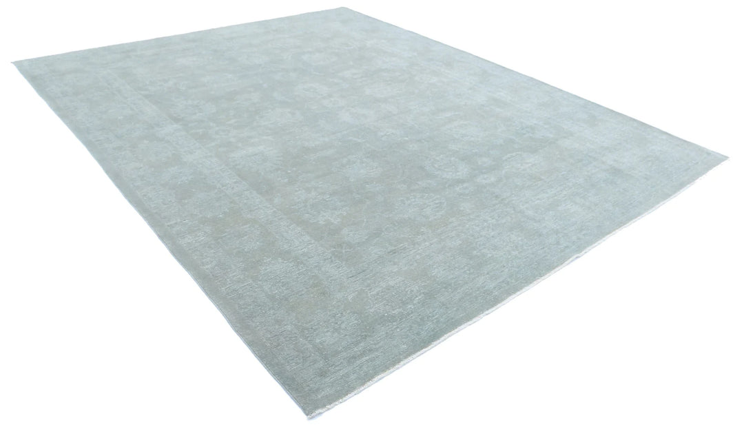 Green Afghan Overdye Rug 9' 1" x 11' 4" Hand-Knotted | No. AT42201