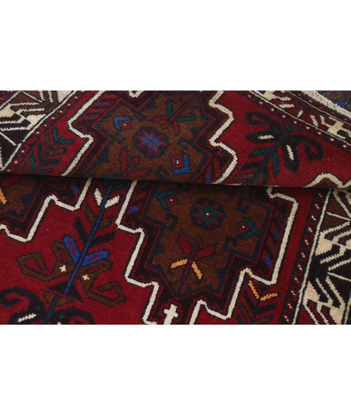 Red Afghan Tribal Rug 2' 1" x 4' 8" Hand-Knotted | No. AT42244