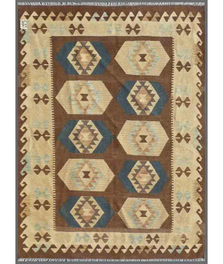 Afghan Maimana Kilim Rug 4' 11" x 6' 6" Hand-Woven | No. AT42262
