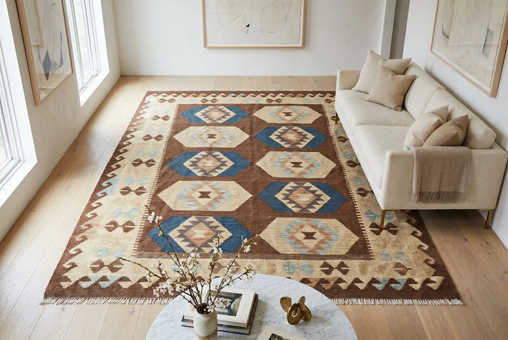 Afghan Maimana Kilim Rug 4' 11" x 6' 6" Hand-Woven | No. AT42262
