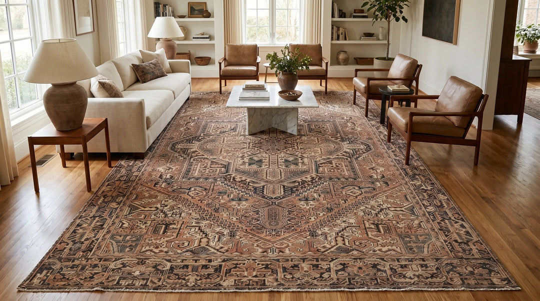 Persian Heriz Rug 9' 4" x 12' 8" Hand-Knotted | No. AT42319