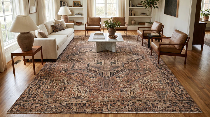 Persian Heriz Rug 9' 4" x 12' 8" Hand-Knotted | No. AT42319