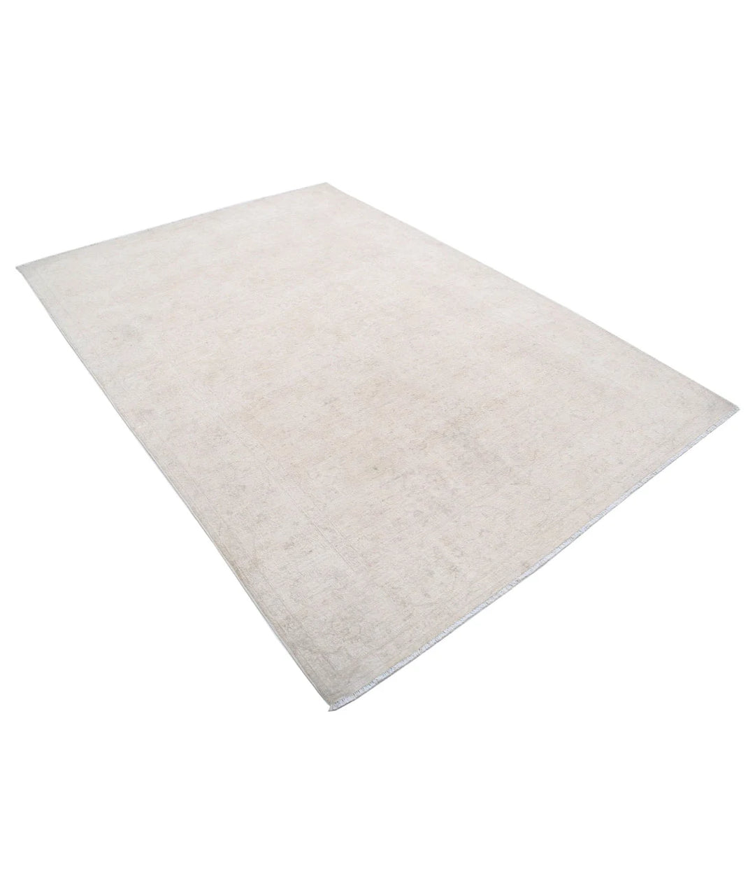 Ivory Afghan Serenity Rug 5'11" x 8'5" Hand-Knotted | No. AT42354