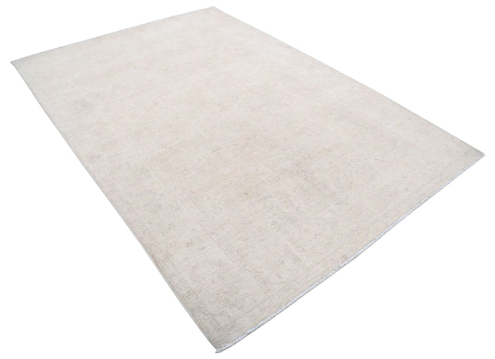 Ivory Afghan Serenity Rug 5'11" x 8'5" Hand-Knotted | No. AT42354