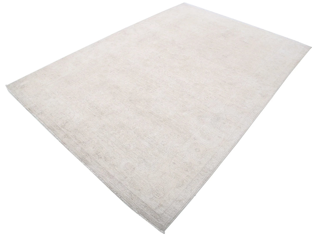 Ivory Afghan Serenity Rug 5'11" x 8'5" Hand-Knotted | No. AT42354