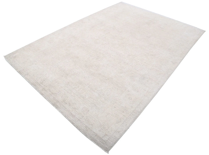 Ivory Afghan Serenity Rug 5'11" x 8'5" Hand-Knotted | No. AT42354
