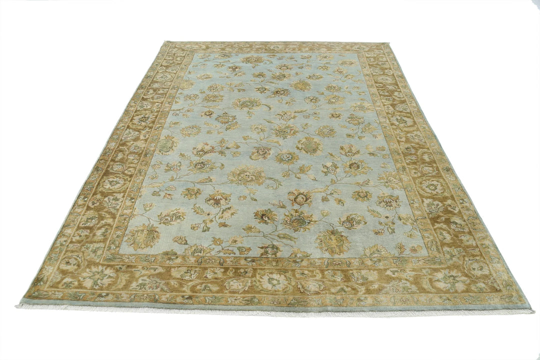 Blue Indian Ziegler Rug 5' 10" x 8' 6" Hand-Knotted | No. AT42369
