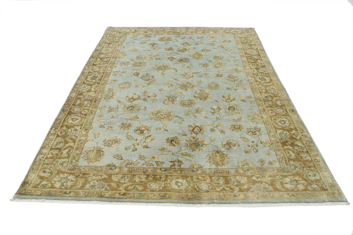 Blue Indian Ziegler Rug 5' 10" x 8' 6" Hand-Knotted | No. AT42369