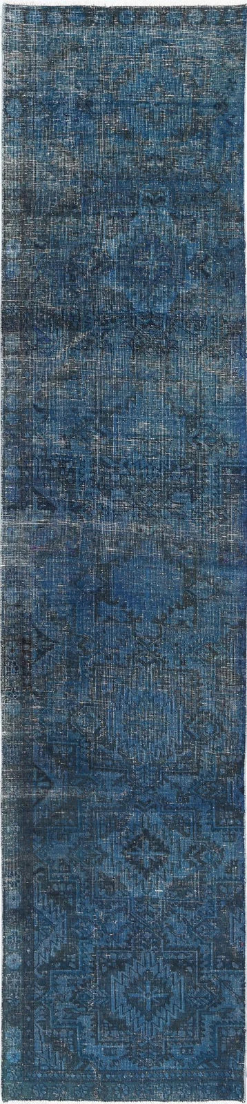Blue Persian Overdye Runner Rug 2' 6" x 12' 2" Hand-Knotted | No. AT42454