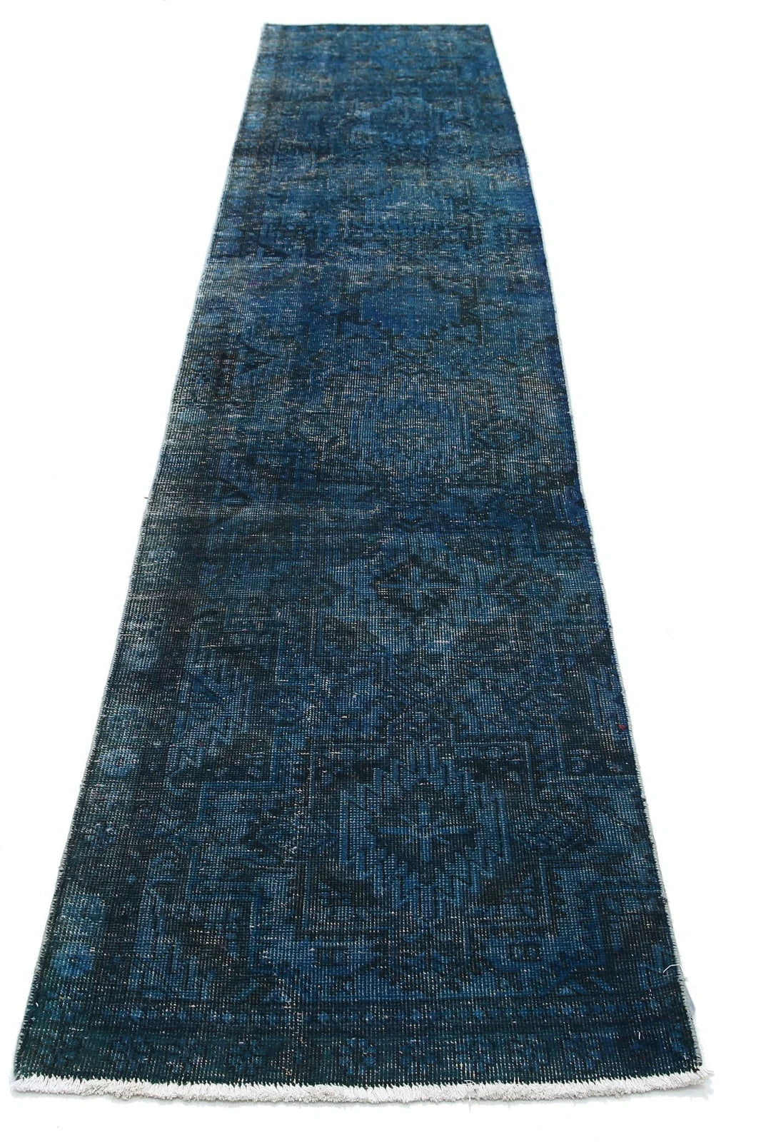 Blue Persian Overdye Runner Rug 2' 6" x 12' 2" Hand-Knotted | No. AT42454