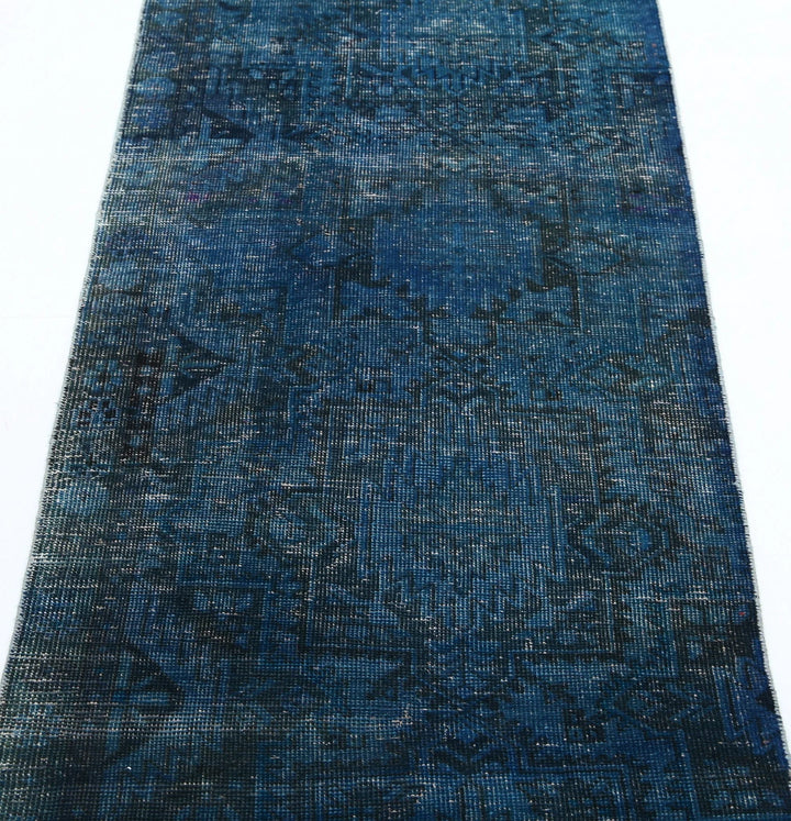 Blue Persian Overdye Runner Rug 2' 6" x 12' 2" Hand-Knotted | No. AT42454