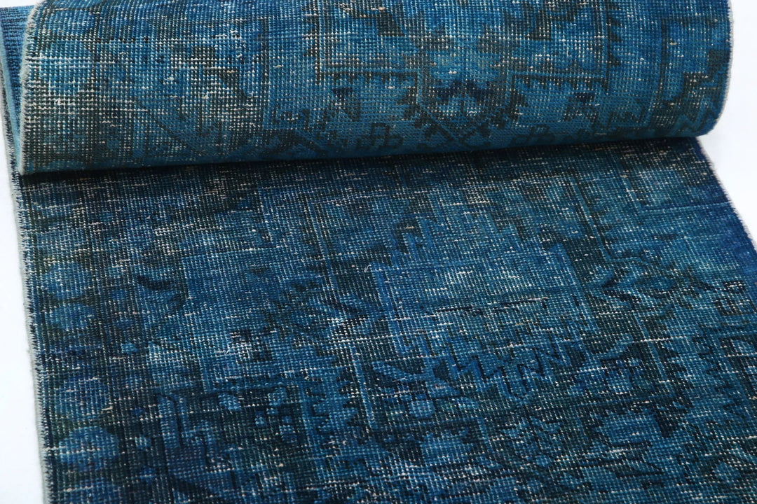 Blue Persian Overdye Runner Rug 2' 6" x 12' 2" Hand-Knotted | No. AT42454