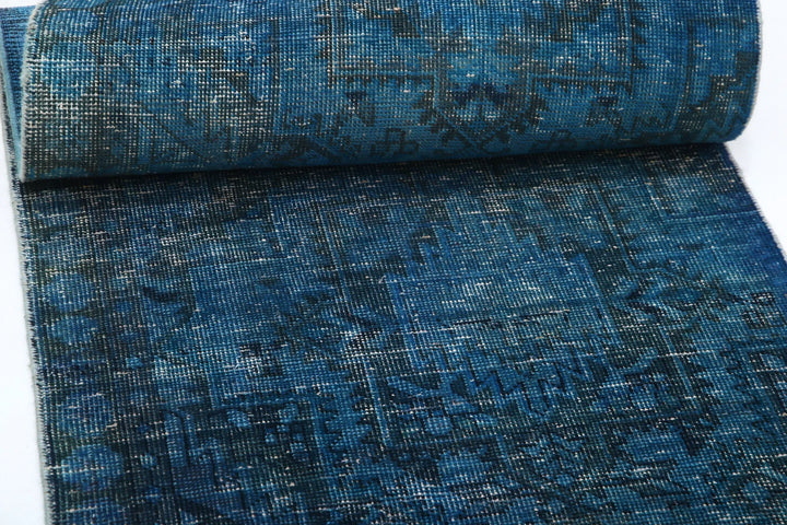 Blue Persian Overdye Runner Rug 2' 6" x 12' 2" Hand-Knotted | No. AT42454