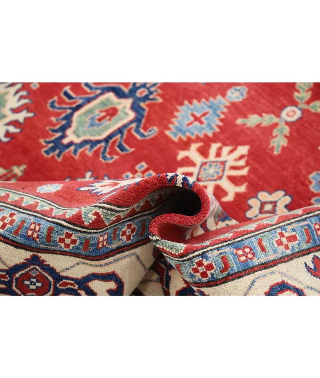 Afghan Kazak Rug 8' 0" x 9' 9" Hand-Knotted | No. AT42461