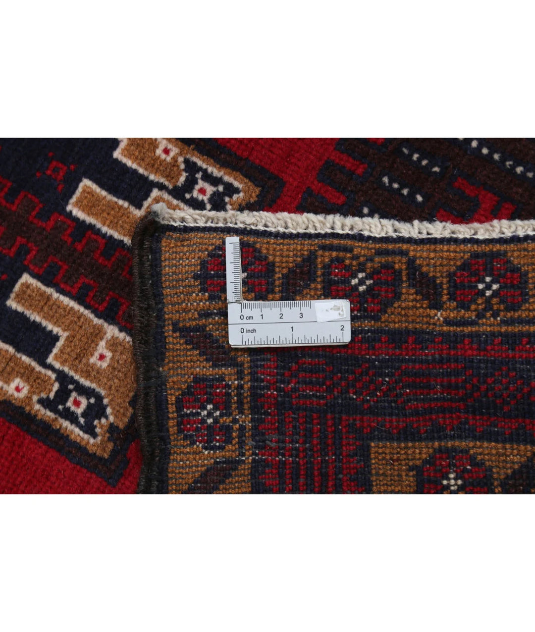 Red Afghan Tribal Rug 3' 2" x 4' 11" Hand-Knotted | No. AT42491
