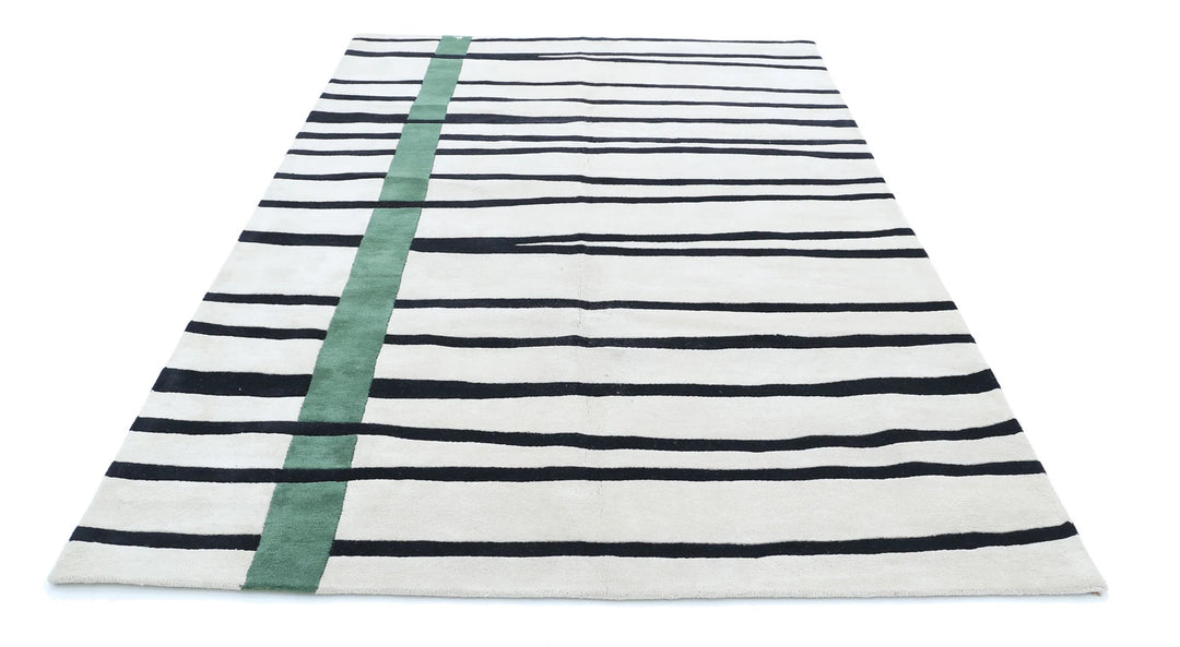 Indian Geometric Rug 6' 3" x 9' 7" Hand-Knotted | No. AT42570