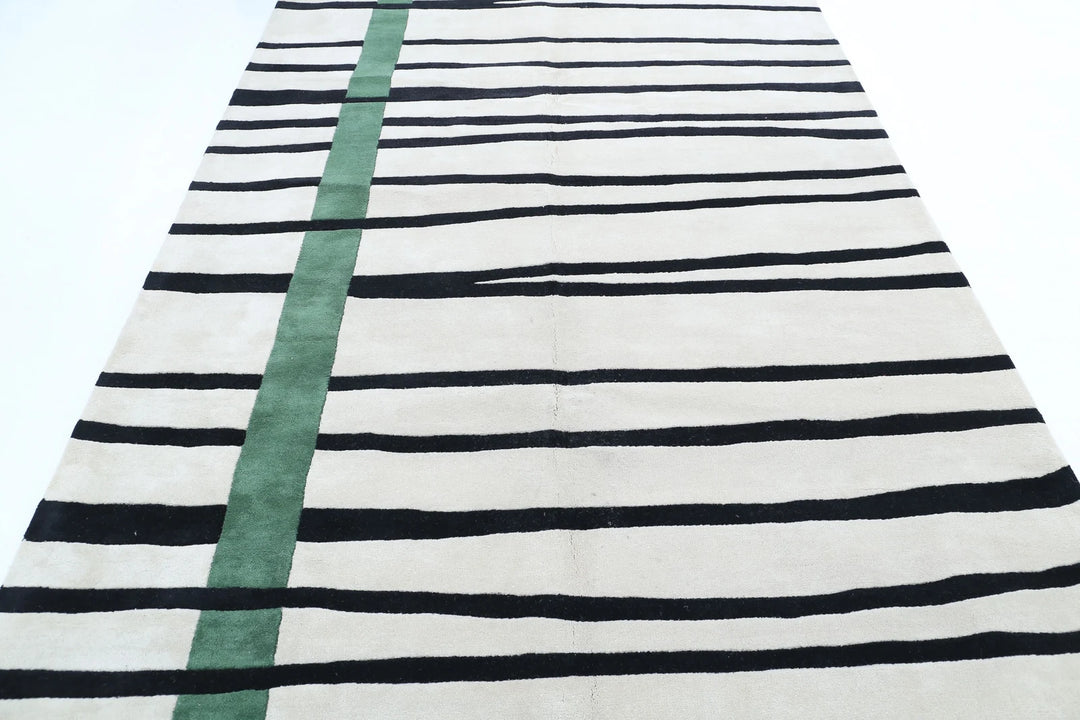 Indian Geometric Rug 6' 3" x 9' 7" Hand-Knotted | No. AT42570