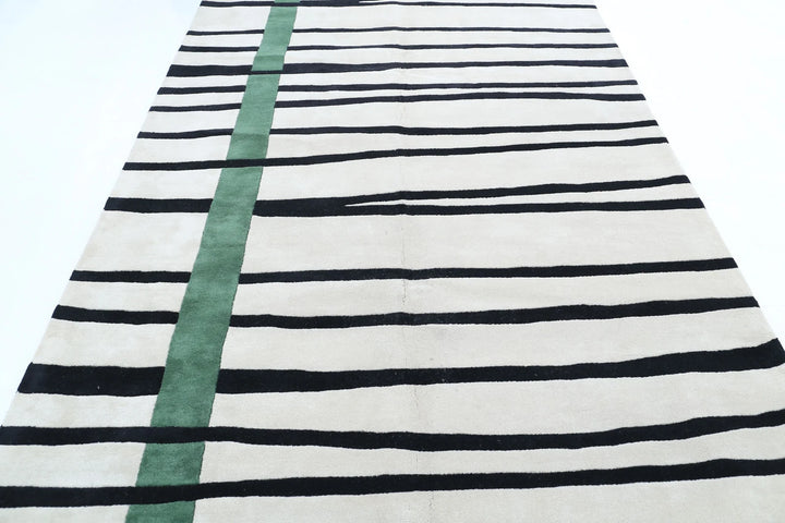 Indian Geometric Rug 6' 3" x 9' 7" Hand-Knotted | No. AT42570