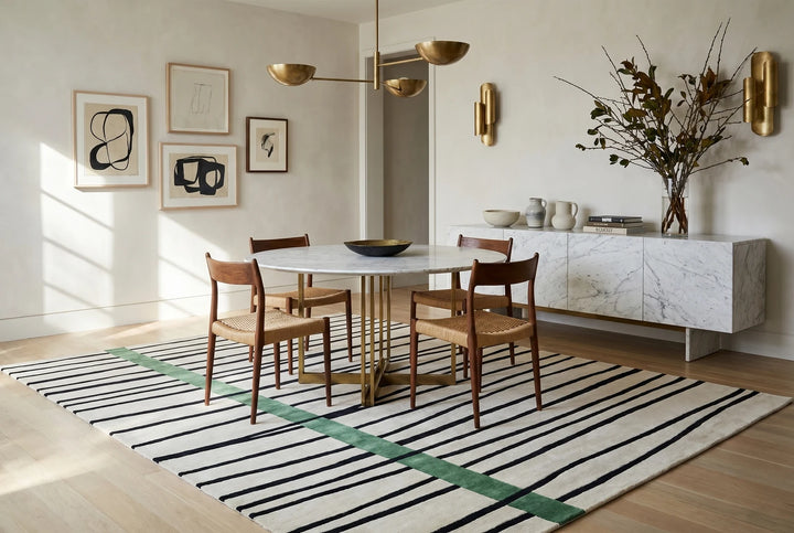 Indian Geometric Rug 6' 3" x 9' 7" Hand-Knotted | No. AT42570