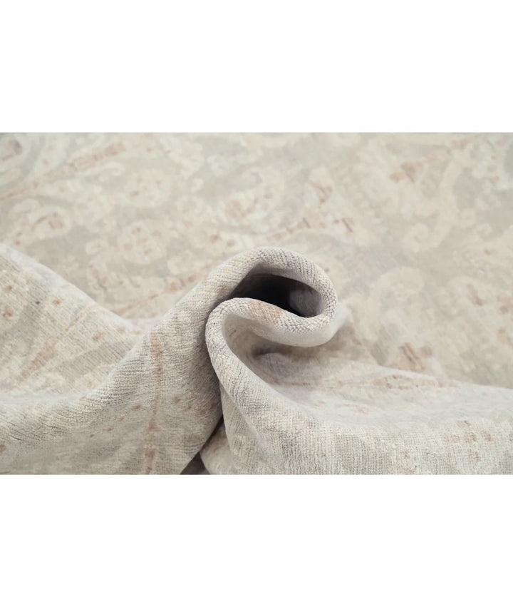 Grey Afghan Tabriz Rug 8' 10" x 11' 8" Hand-Knotted | No. AT42589