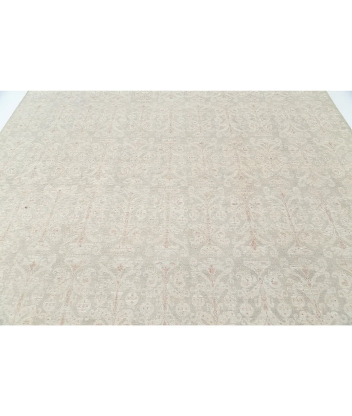 Grey Afghan Tabriz Rug 8' 10" x 11' 8" Hand-Knotted | No. AT42589