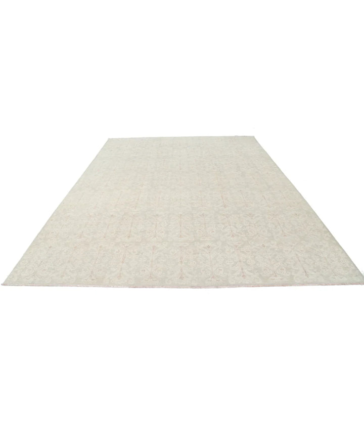 Grey Afghan Tabriz Rug 8' 10" x 11' 8" Hand-Knotted | No. AT42589