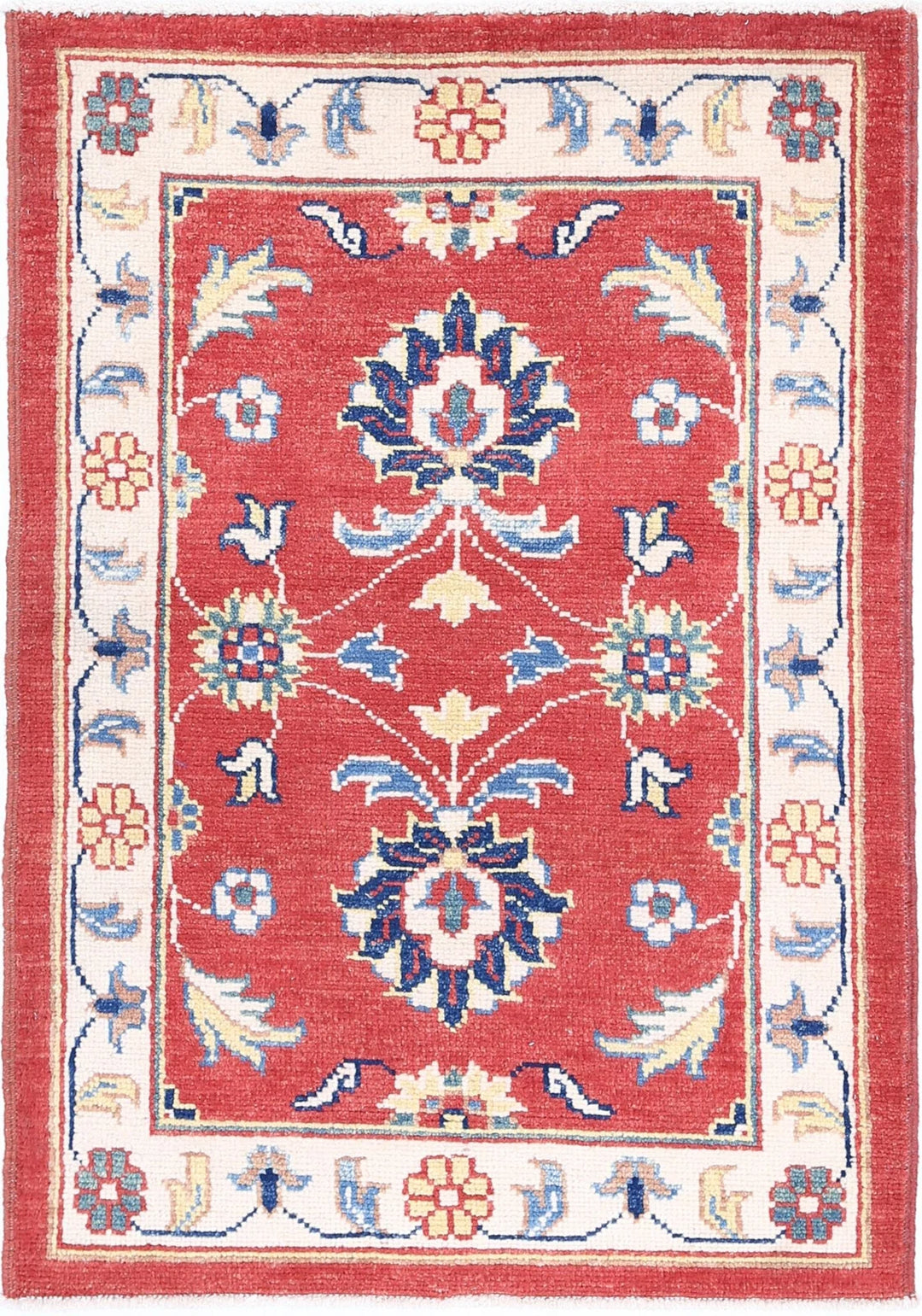 Red Afghan Ziegler Rug 2' 7" x 3' 8" Hand-Knotted | No. AT42667