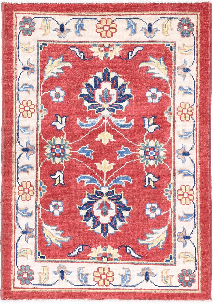 Red Afghan Ziegler Rug 2' 7" x 3' 8" Hand-Knotted | No. AT42667
