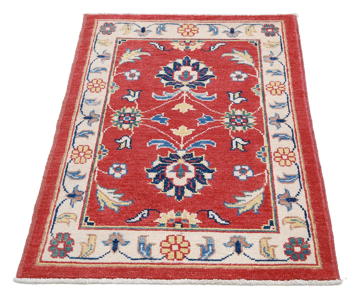 Red Afghan Ziegler Rug 2' 7" x 3' 8" Hand-Knotted | No. AT42667