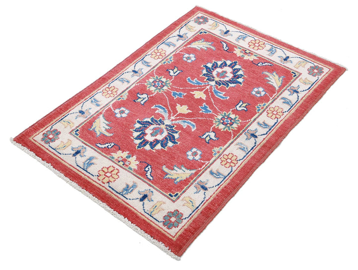 Red Afghan Ziegler Rug 2' 7" x 3' 8" Hand-Knotted | No. AT42667