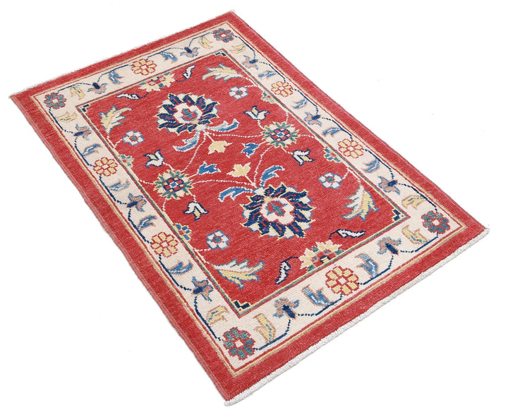 Red Afghan Ziegler Rug 2' 7" x 3' 8" Hand-Knotted | No. AT42667