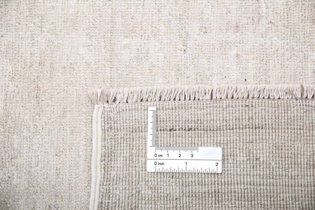 Ivory Afghan Tabriz Rug 5' 0" x 9' 7" Hand-Knotted | No. AT42801