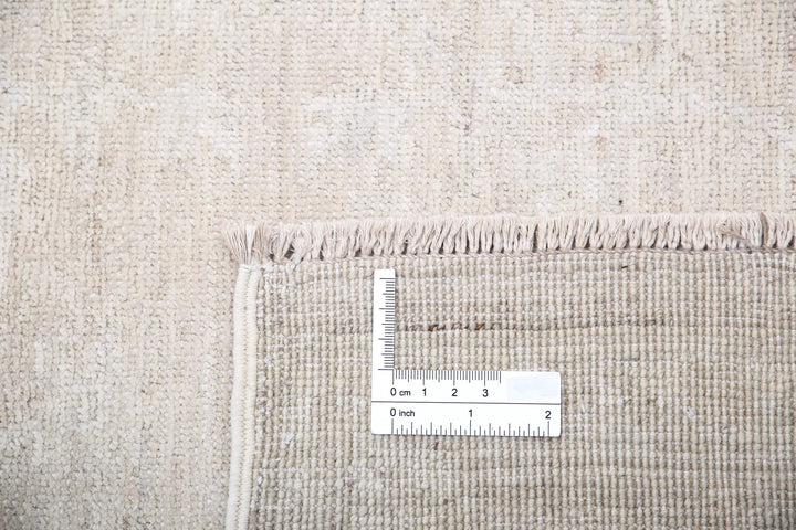 Ivory Afghan Tabriz Rug 5' 0" x 9' 7" Hand-Knotted | No. AT42801