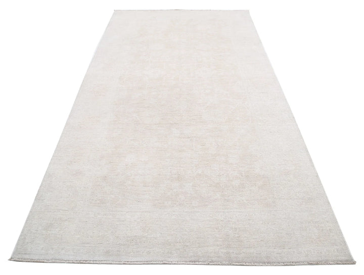 Ivory Afghan Tabriz Rug 5' 0" x 9' 7" Hand-Knotted | No. AT42801
