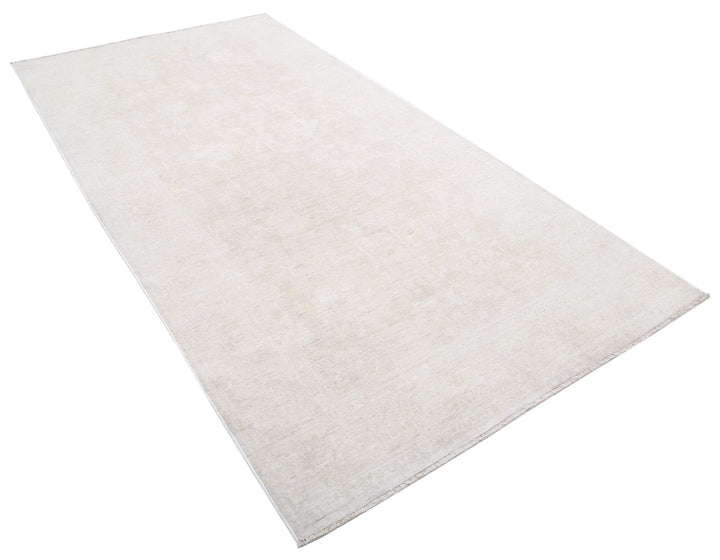 Ivory Afghan Tabriz Rug 5' 0" x 9' 7" Hand-Knotted | No. AT42801