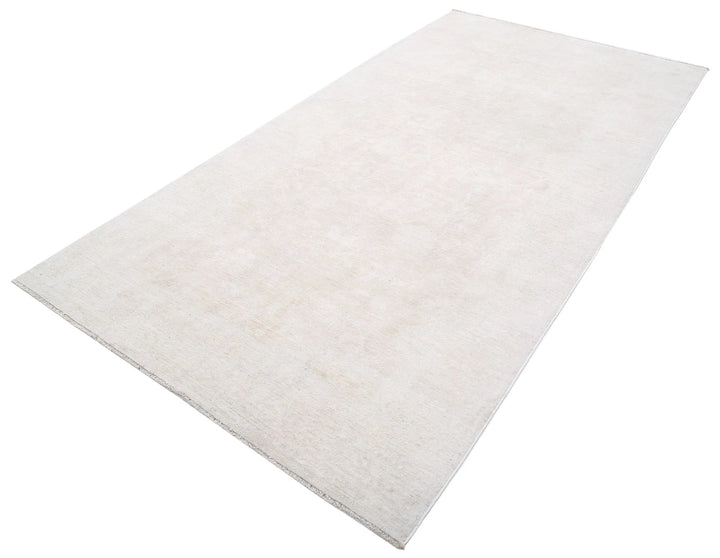 Ivory Afghan Tabriz Rug 5' 0" x 9' 7" Hand-Knotted | No. AT42801