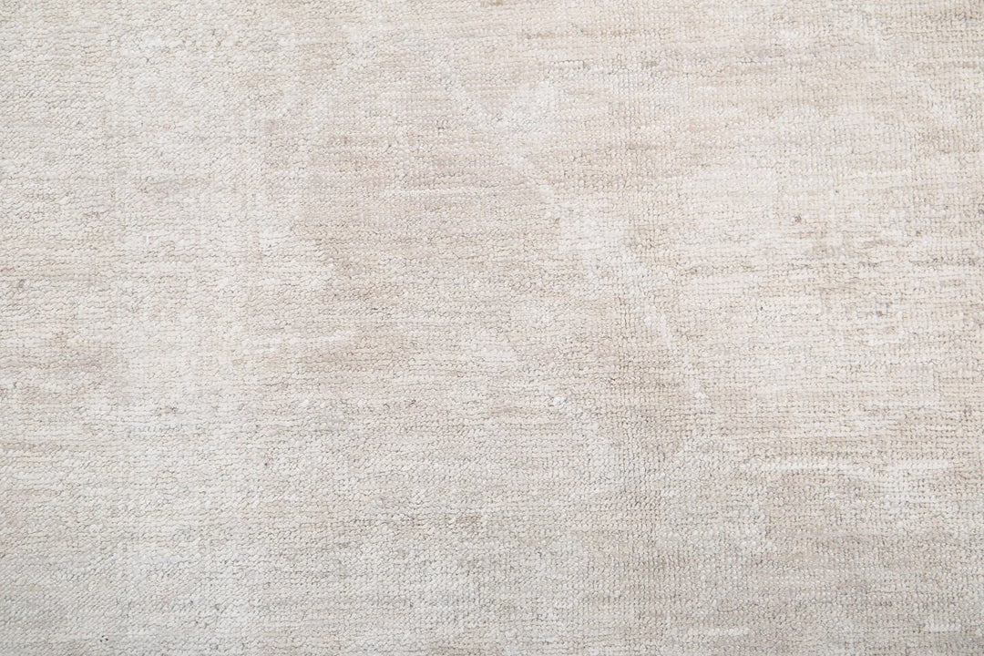 Ivory Afghan Tabriz Rug 5' 0" x 9' 7" Hand-Knotted | No. AT42801