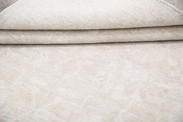 Ivory Afghan Tabriz Rug 5' 0" x 9' 7" Hand-Knotted | No. AT42801